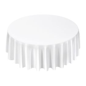 VEVOR White Round Tablecloths 2 Pack, 120 Inches in Diameter, Stain- & Wrinkle- Resistant, Machine Washable Table Clothes