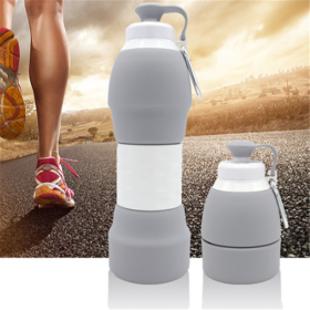 Silicone folding water bottle (Option: Grey)