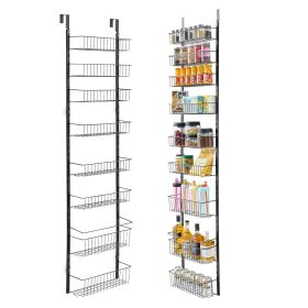 VEVOR Over the Door Pantry Organizer, 9-Tier Pantry Organization and Storage, Heavy-Duty Steel Hanging Spice Rack, Adjustable Wall Seasoning Shel (Color: Black, Number of Layers: 9)